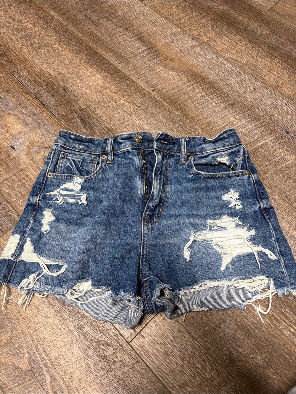 American Eagle Outfitters Distressed Denim Jean Shorts - Blue